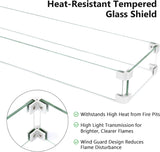 30 x 10 Inch Drop-in Fire Pit Kit, Premium Stainless Steel Modern Fire Trough with Tempered Glass Wind Guard, Burner Pan