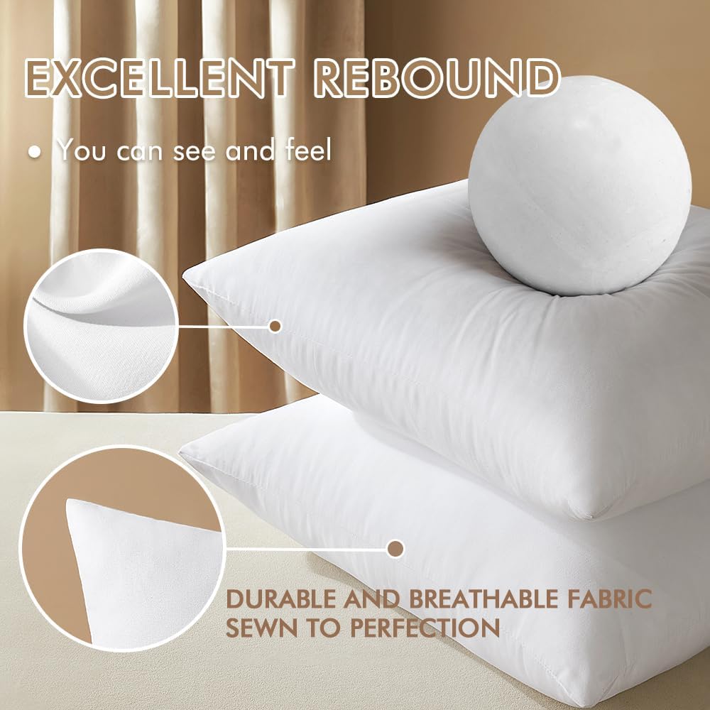 18x18 Pillow Inserts, Throw Pillows for Sofa Couch Bed - Set of 2