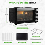 2-in-1 Convection Oven & Cooker - 30 Quart, 1500W Multi-Function Kitchen Oven with Dual Hot Plates, 7 Cooking Modes