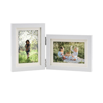 Hinged Double 5x7 Picture Frame, Tempered Glass, Home&Office Decor.