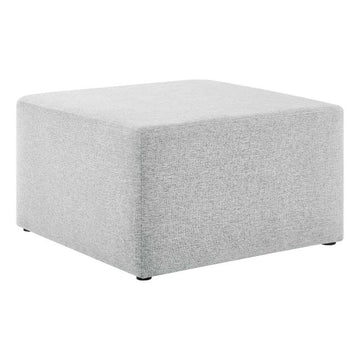 Callum 28 Inch Square Ottoman in Heathered Weave Light Gray - Heathered Woven Fabric - Versatile Coffee Table and