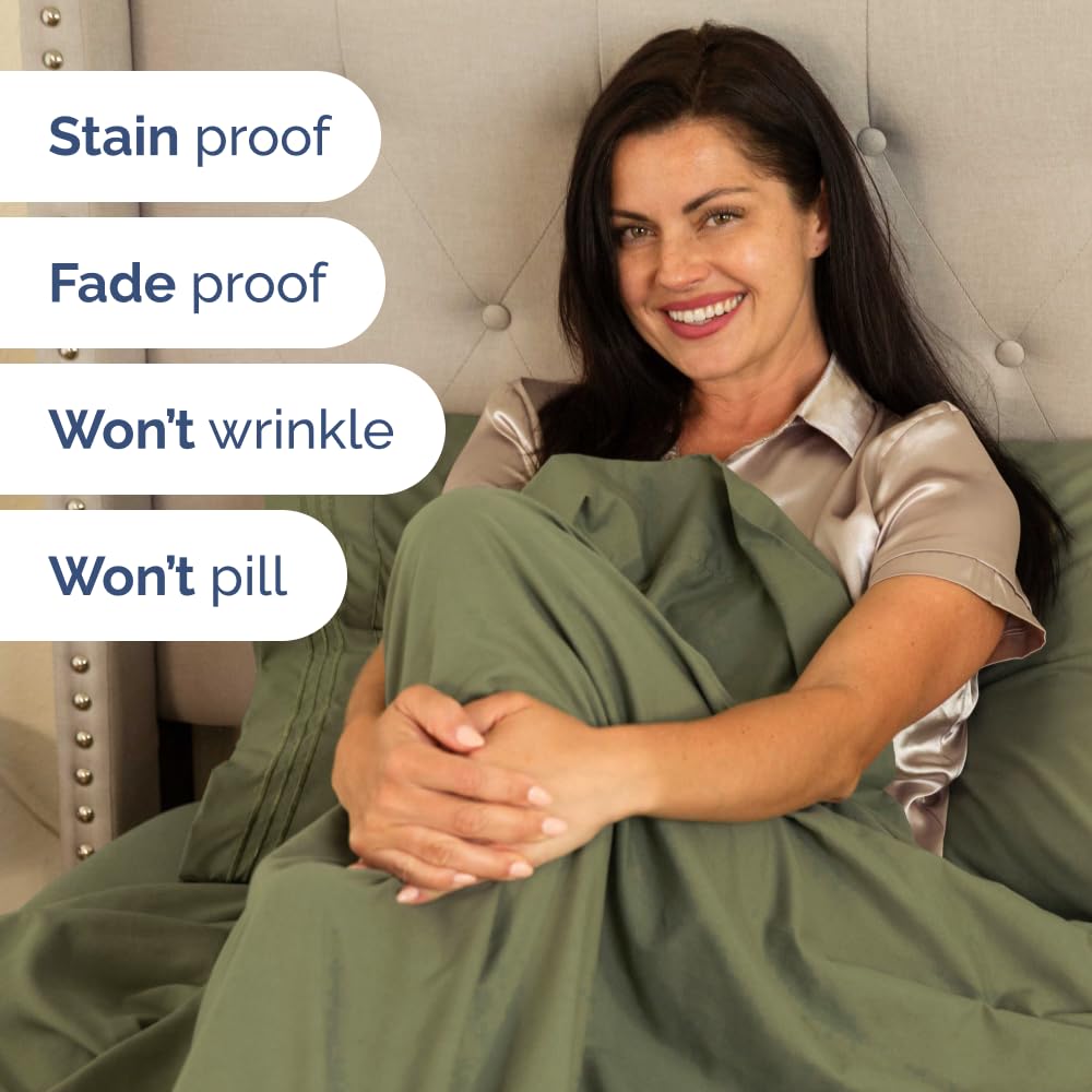 Flex Top Split Head King 4 Piece Sheet Set - Soft & Breathable - Sage Green
