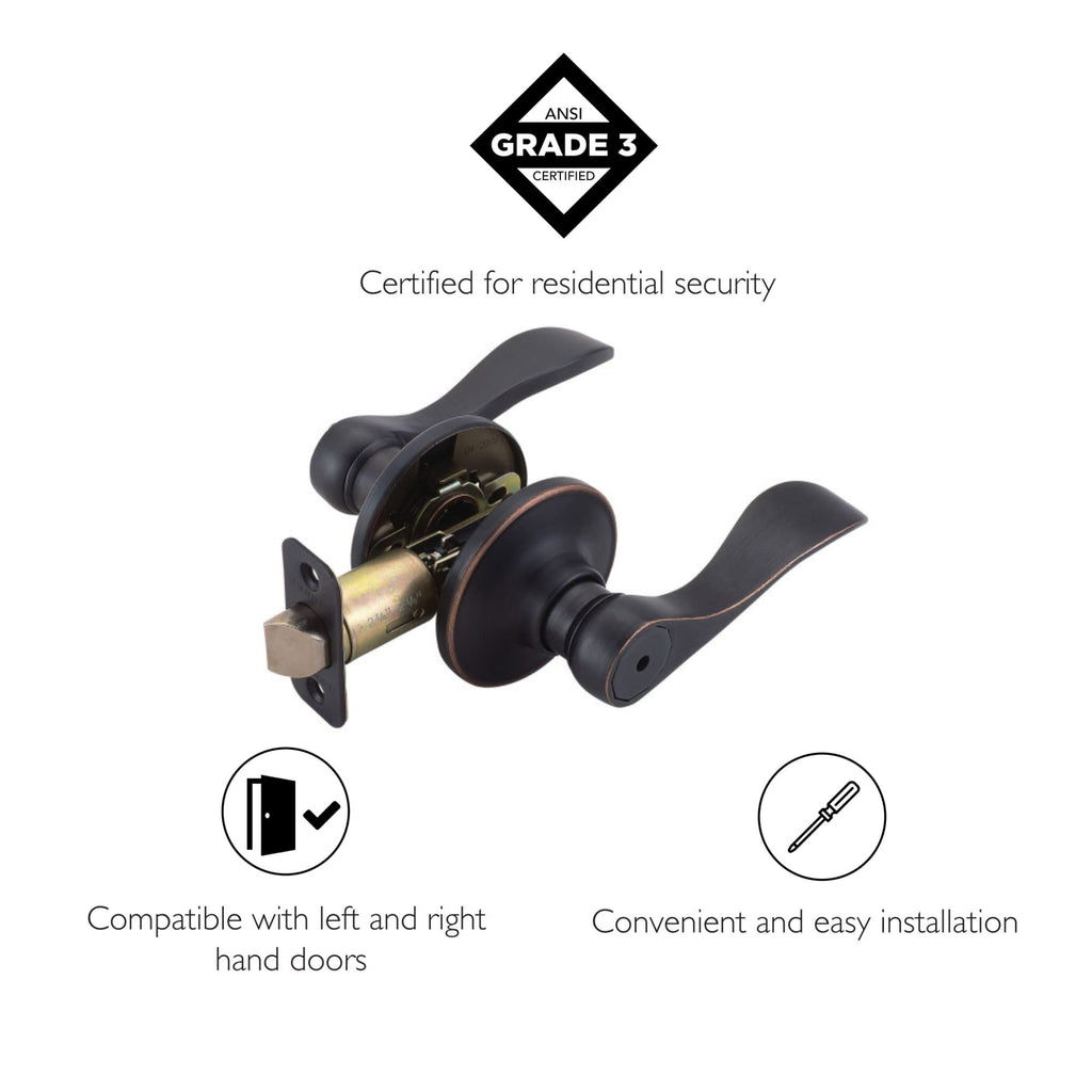 Springdale Privacy Bed and Bath Door Lever Oil Rubbed Bronze