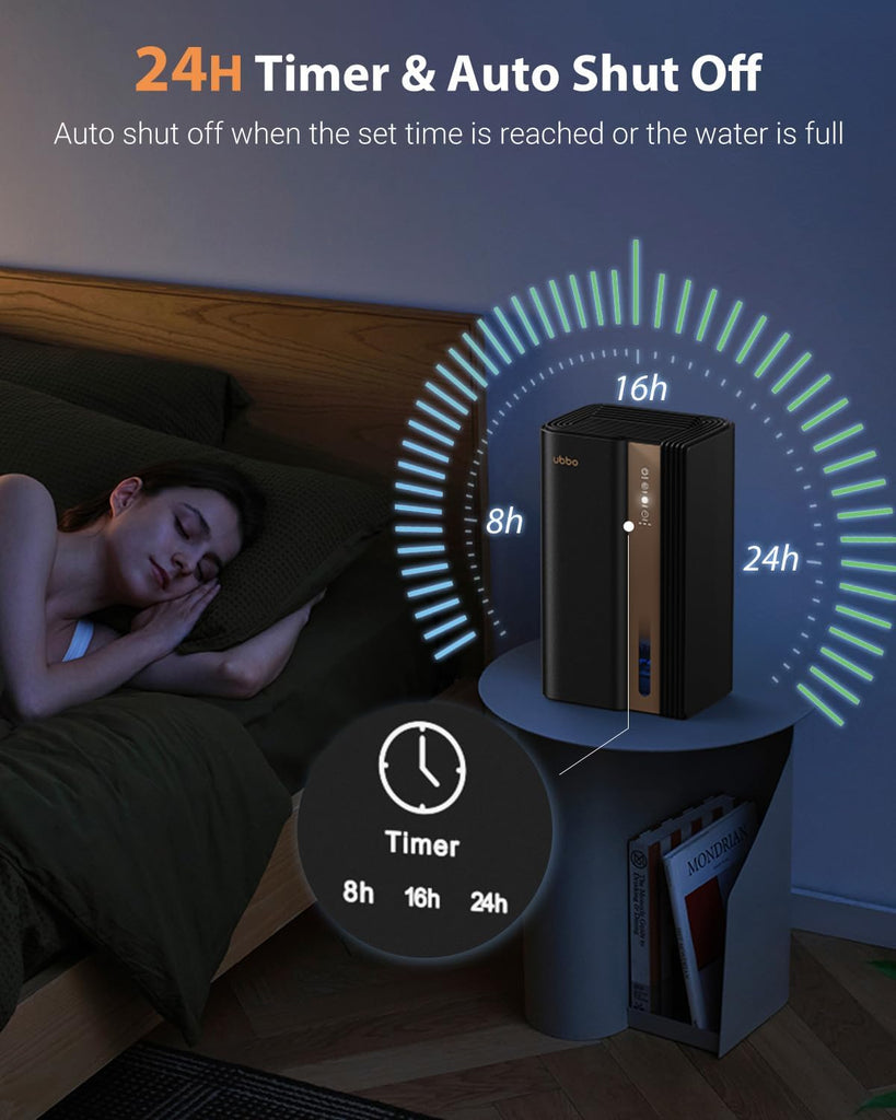 95oz Dehumidifiers for Home, 1000 Sq.Ft Dehumidifier with Drain Hose - Auto Shut Off, Timer, Sleep Mode & Drain Hose