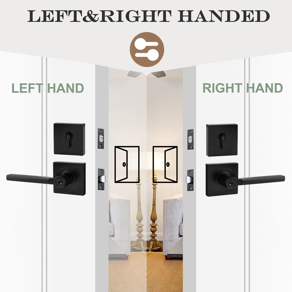 Keyed Alike Entry Door Lever with Single Cylinder Deadbolt, 3 Sets