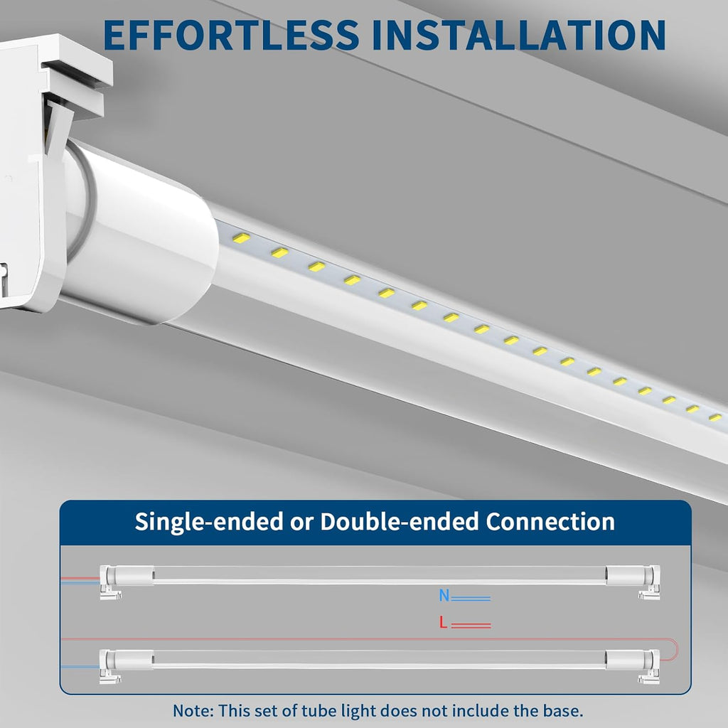 T8 LED Bulbs 4 FT, 14W 2450LM 6000K, Type A+B, Clear Cover