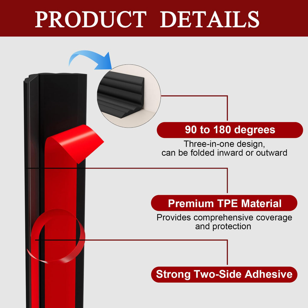 Wall Corner Protector Trim, 40 Feet Flexible Inside & Outside Guard, Peel and Stick Molding, Self-Adhesive Strip for