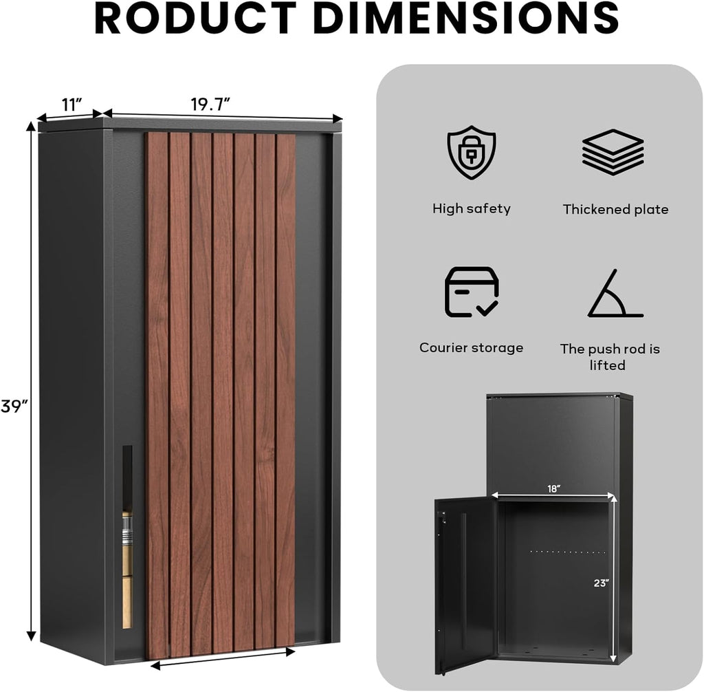Large Parcel Drop Box - Fully Assembled Package Delivery Box with Rear Access