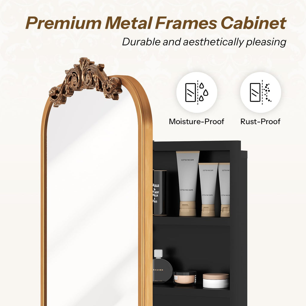 16x24 Inch Vintage Bathroom Medicine Cabinet Mirror Storage Gold