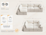 120" Cloud Sectional Couch | Oversize Boneless Couches for Living Room | 4 Seater Modern L-Shape Sofa | Ivory White