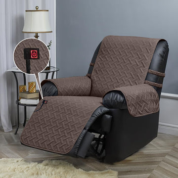 Heated Recliner Cover, Water Resistant Recliner Slipcover, Stay in Place (Chocolate, Heated Recliner 25" Regular)