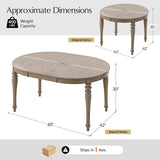 42"-60" Oval Round Extendable Dining Table, Vintage Oak Wood Expandable Dining Room Kitchen Table with Butterfly Leaf