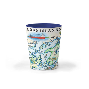 1000 Islands Map Shot Glass - 1.5 oz Ceramic- BPA-Free, Durable Gift, Bar, or Souvenir
