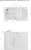 Floridian 55" x 33" Walk-in Bathtub with Left-Side Door Opening and Quick Fill and Drain System, Rectangular Soaking