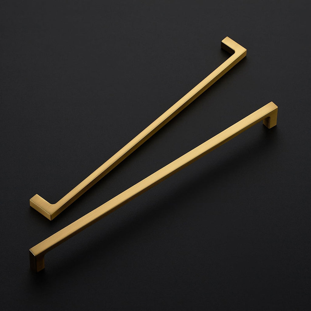 Brushed Brass Solid Pulls Cabinet Handles 11-5/16 Inch 10 Pack