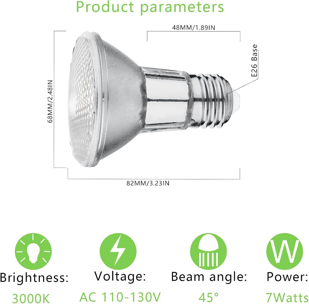 7W PAR20 LED Range Hood Light, E26 120V, 595lm, Waterproof IP65, Replacement 50W Halogen Cup. Spot Bulbs Appliances