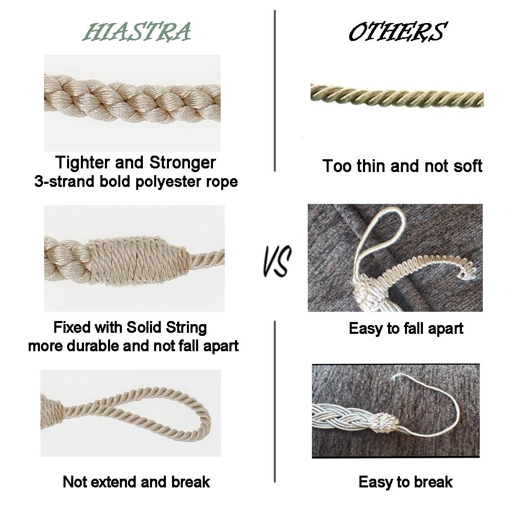 Curtain Tiebacks Ropes, 6pcs Decorative Handmade Tie Backs Curtain Holdbacks Holders Cord for Window Sheer Drapes