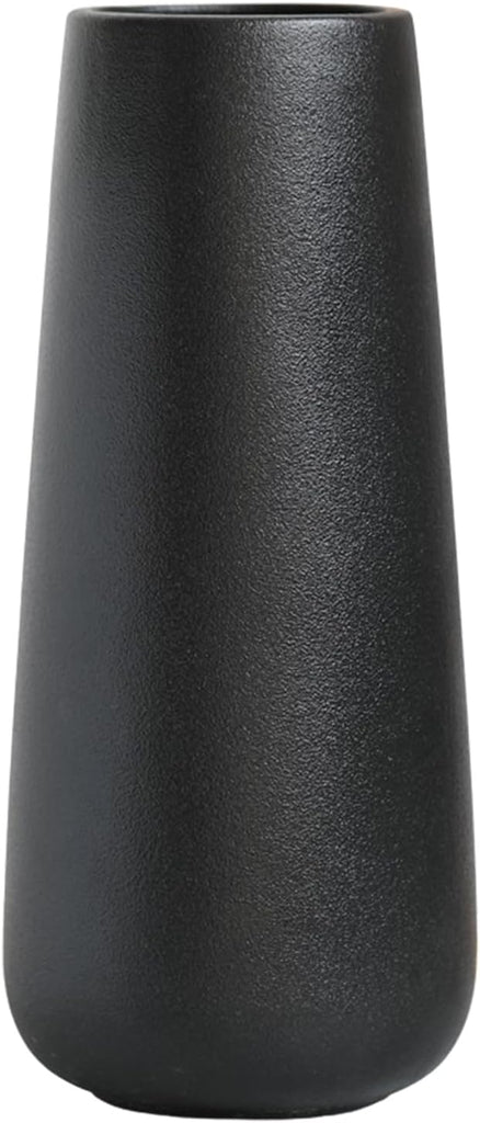 11 Inch Tall Matt Black Ceramic Vase
