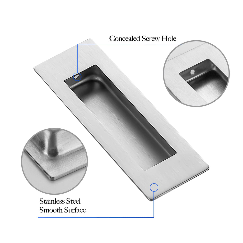 2 Pack Brushed Nickel Sliding Closet Door Handles, 5.9in Length