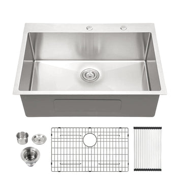 28 Drop Sink 28 x 22 Kitchen Sinks Single Bowl Drop In Stainless Steel 16 Gauge R10 Tight Radius Topmount Kitchen Sink