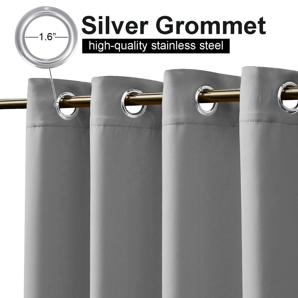 Outdoor Curtains Sunblock with Rustproof Grommet Top and Bottom 2 Panels, Thermal Insulated Fixed Windproof Blackout