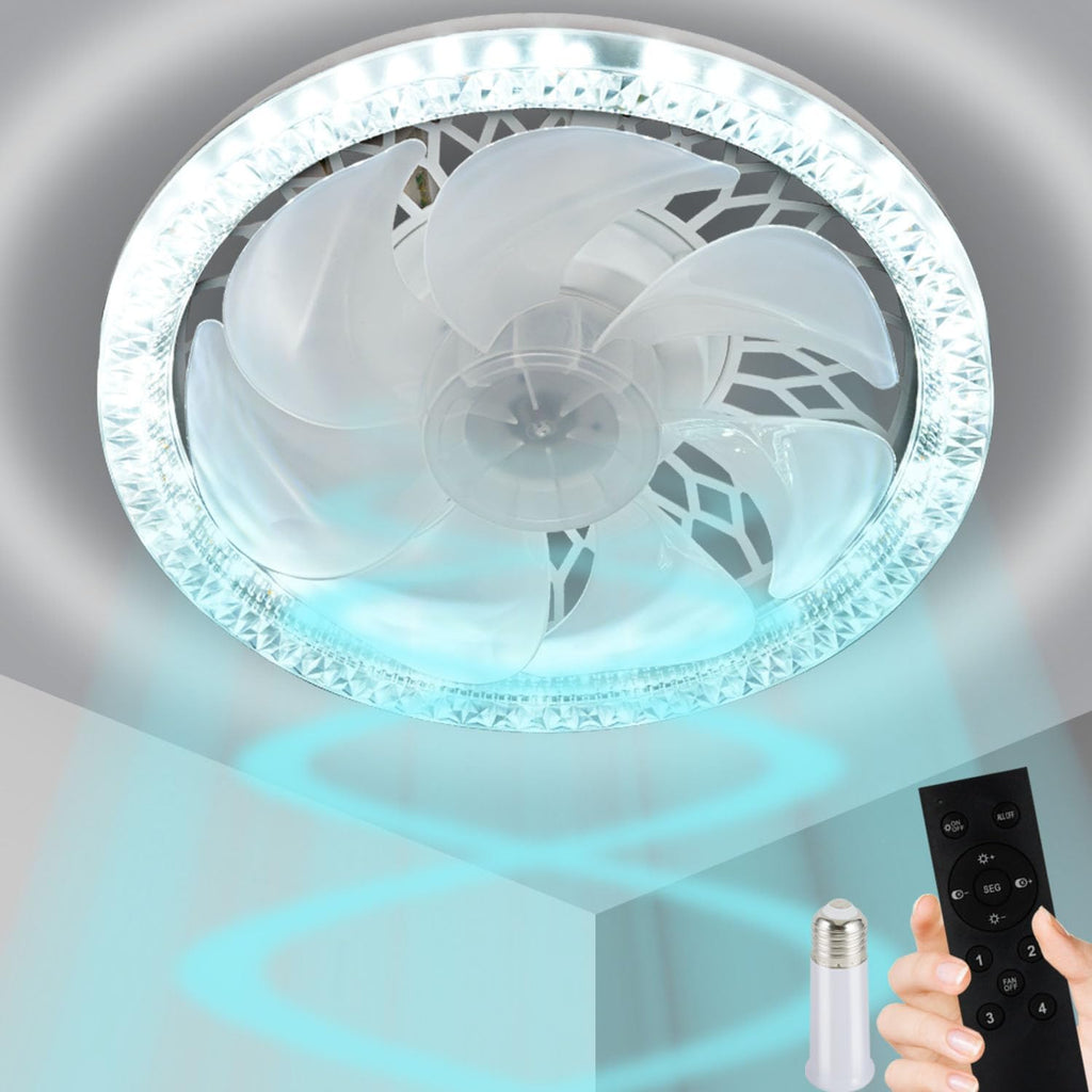 Light Socket Fan with Remote 12”, Screw in Socket Fan Light with Dimmable Brightness and Color Temp, Socket Modern Flush Mount Low Profile Ceiling Fan for Bedroom, Small Living Room, Kitchen A101-B0CZRZYTMV