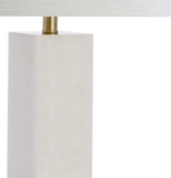 29" Brass Gold/White Metal and Marble Table Lamp, Contemporary Transitional Bedside Lamp, White Linen Rectangle Shade