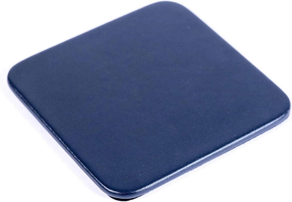 Navy Blue Leatherette Square Coaster Set - Luxury Navy Blue Leatherette Square Coaster - Office Accessories &
