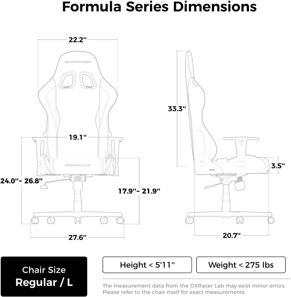 Formula L Ergonomic Gaming Chair for Adults, Reclining Video Office Computer Chair with Lumbar Support and Headrest