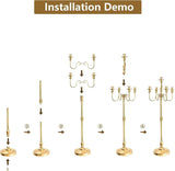 Floor Candelabra Tall 5 Arms Candle Holders, 48" Gold Metal Candlestick for Taper Candle and Floral Centerpiece Stand