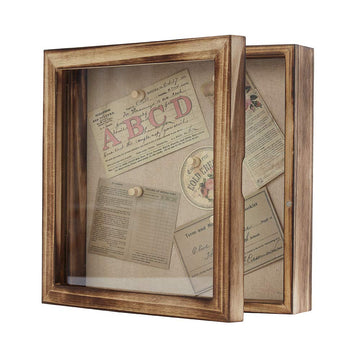 Shadow Box Frame 10x10 Shadow Box Display Case with Linen Back Memorabilia Awards Medals Bouquet Photos Badge Baby