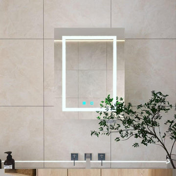LED Bathroom Medicine Cabinet, Aluminum Anti-Fog Mirror Cabinet with Single Door, Wall-Mounted Storage, Multi-Layer