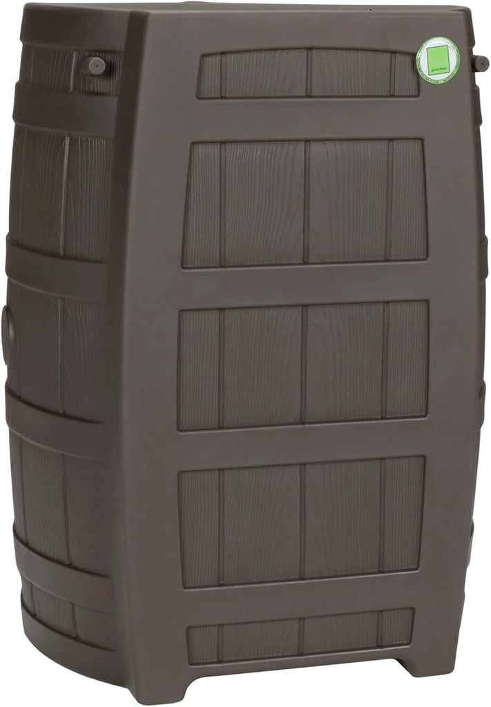 Rain Wizard Water Collection Barrel, 50 Gallon, Oak | Faux Wood Design - Plastic Outdoor Home Rain Barrel, Rainwater