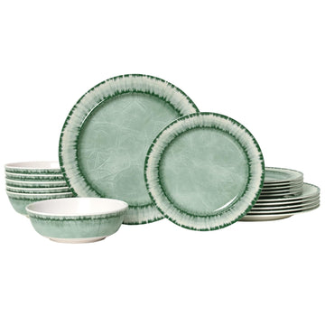 Melamine Dinnerware Set of 18 Pcs Dinner Dishes Set, Lightweight Unbreakable for Indoor and Outdoor Use, BPA Free