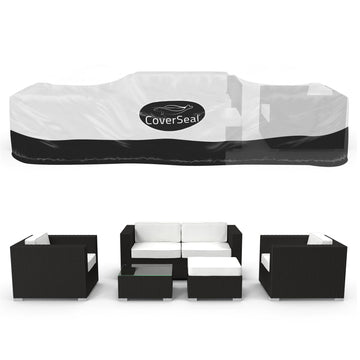 Patio Furniture Cover with Weighted Ground Conforming Apron Seal - Water Resistant Rectangular Outdoor Furniture