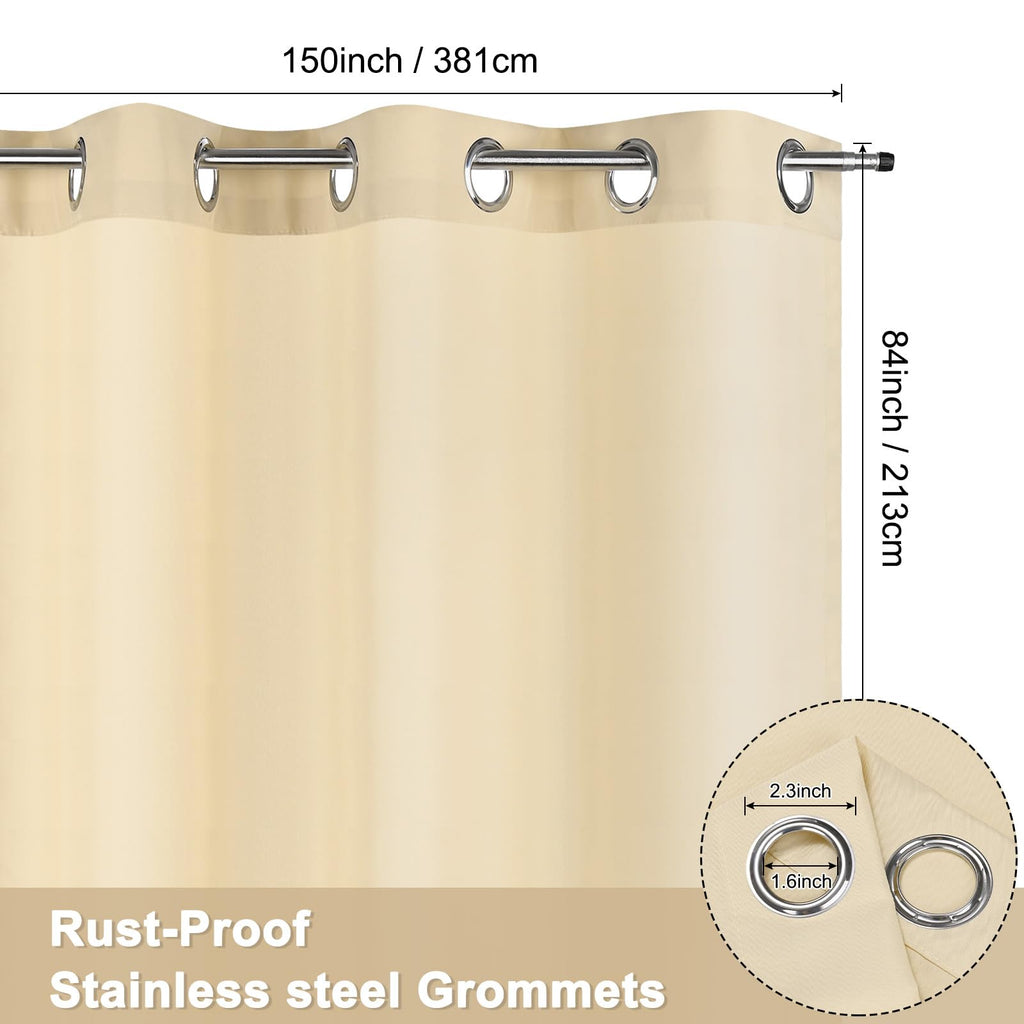 Outdoor Curtains Waterproof, 150W x 84L Inch Heavy Gazebo Curtains for Outdoor Patio, Porch, Sunlight, Outdoor