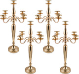 28'' Tall Gold 5 Arm Candelabra Centerpieces for Table, 4pcs Taper Candle Holder, Party, Event, Christmas Candelabra
