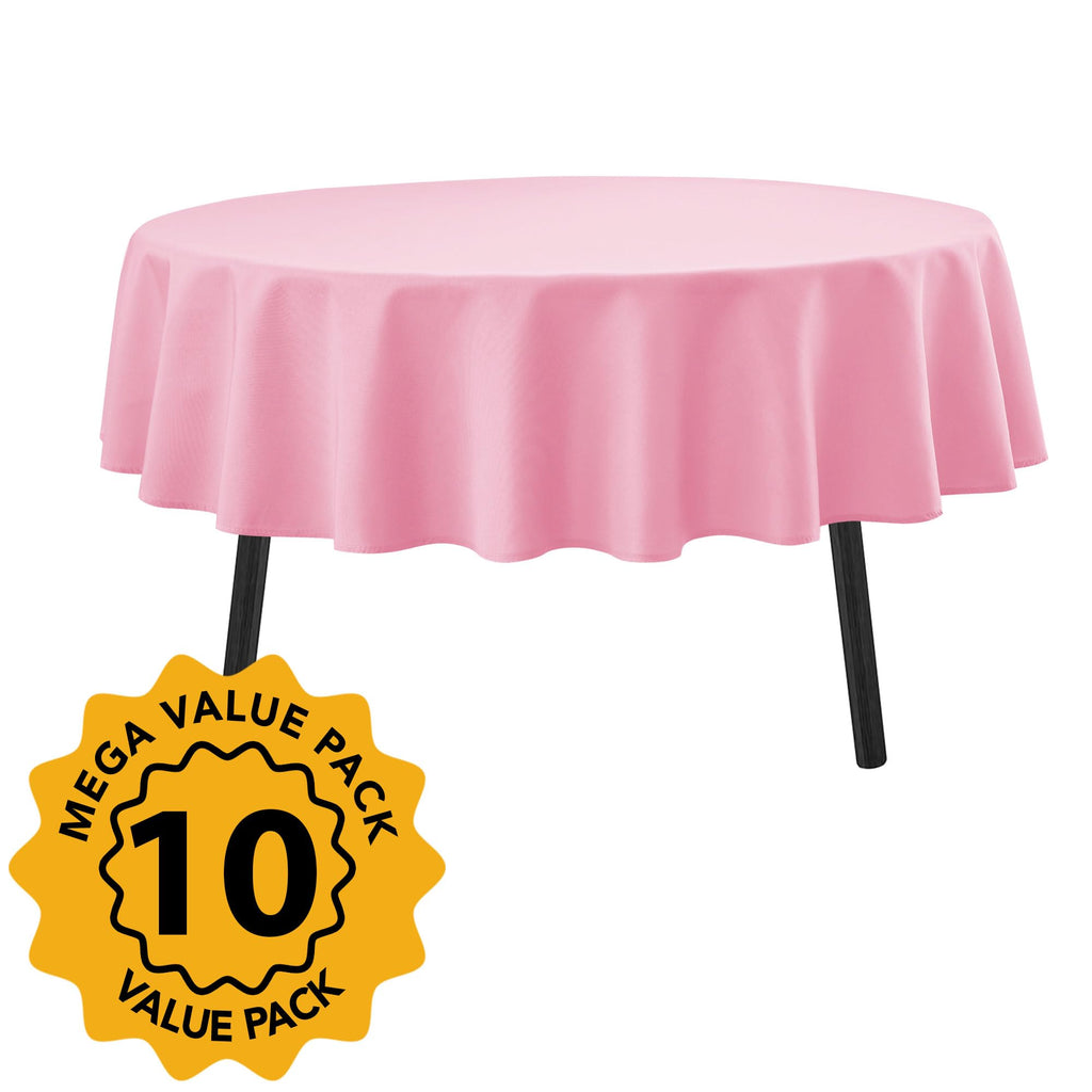 10-Pack Pink Round Tablecloths, 90 in, for 4-5 Ft Round Tables