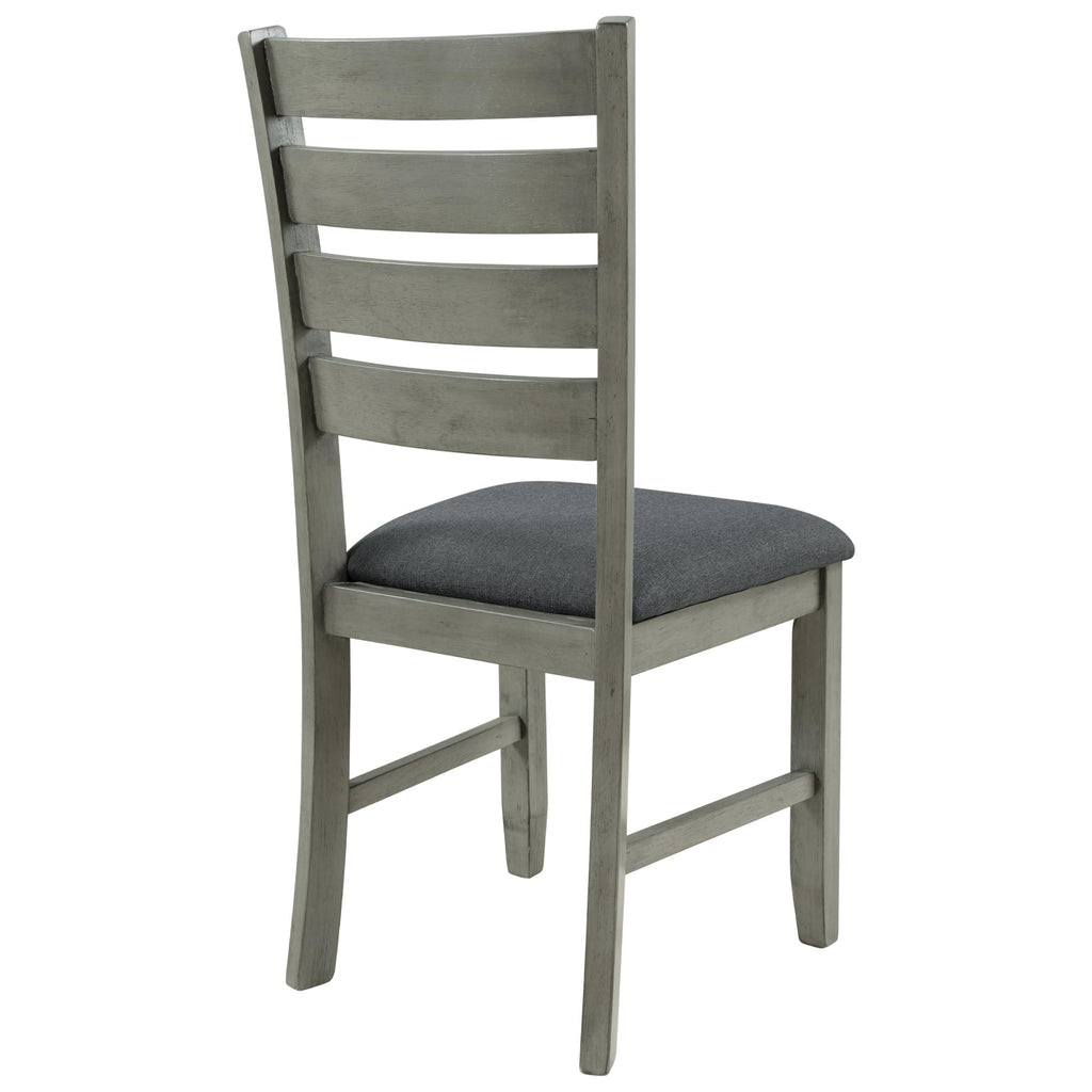 Wooden Kitchen Table and Chairs Set with Bench for 6 Persons Farmhouse 6 Piece Dining Room Table Set, Darkk Gray
