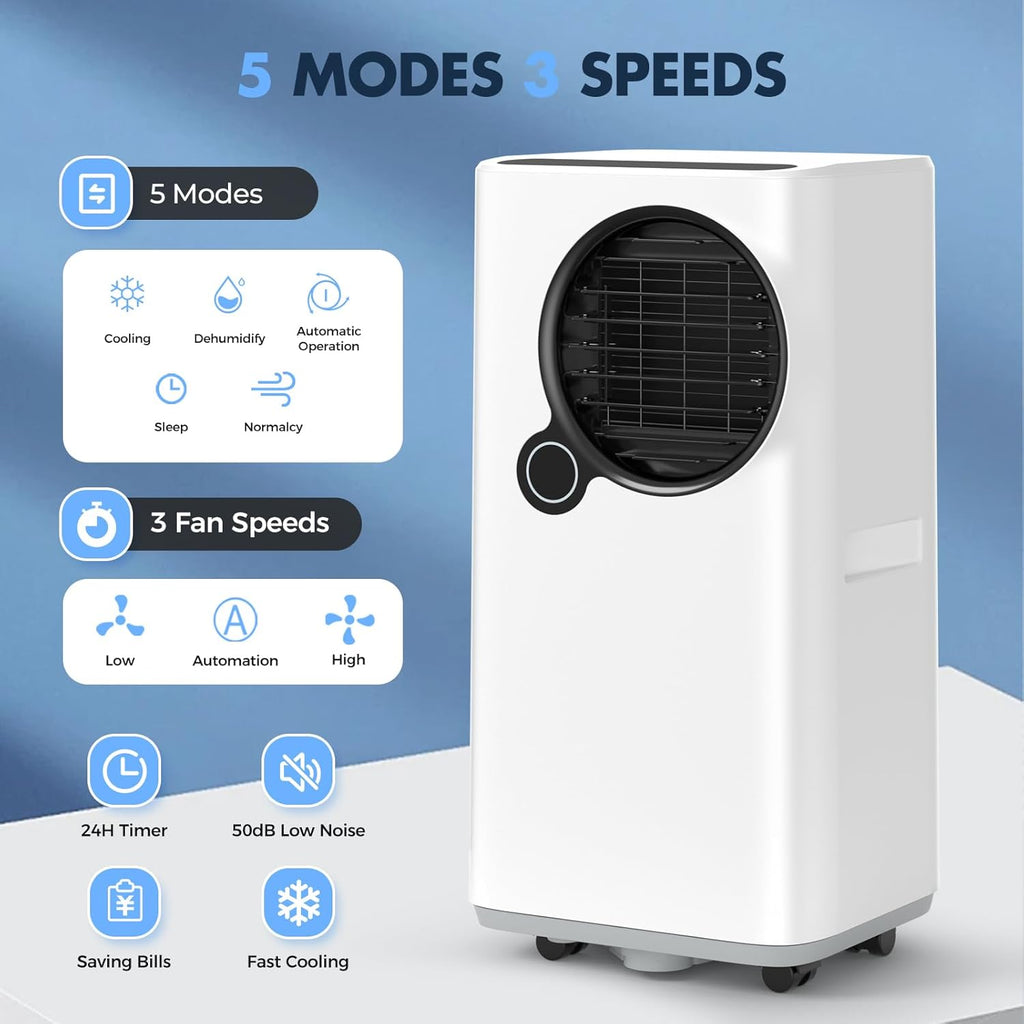 16000 BTU Portable Air Conditioners 5-in-1 with Cooling Dehumidifier Fan, Ultra Quiet, 24H Timer, Auto Shut Off