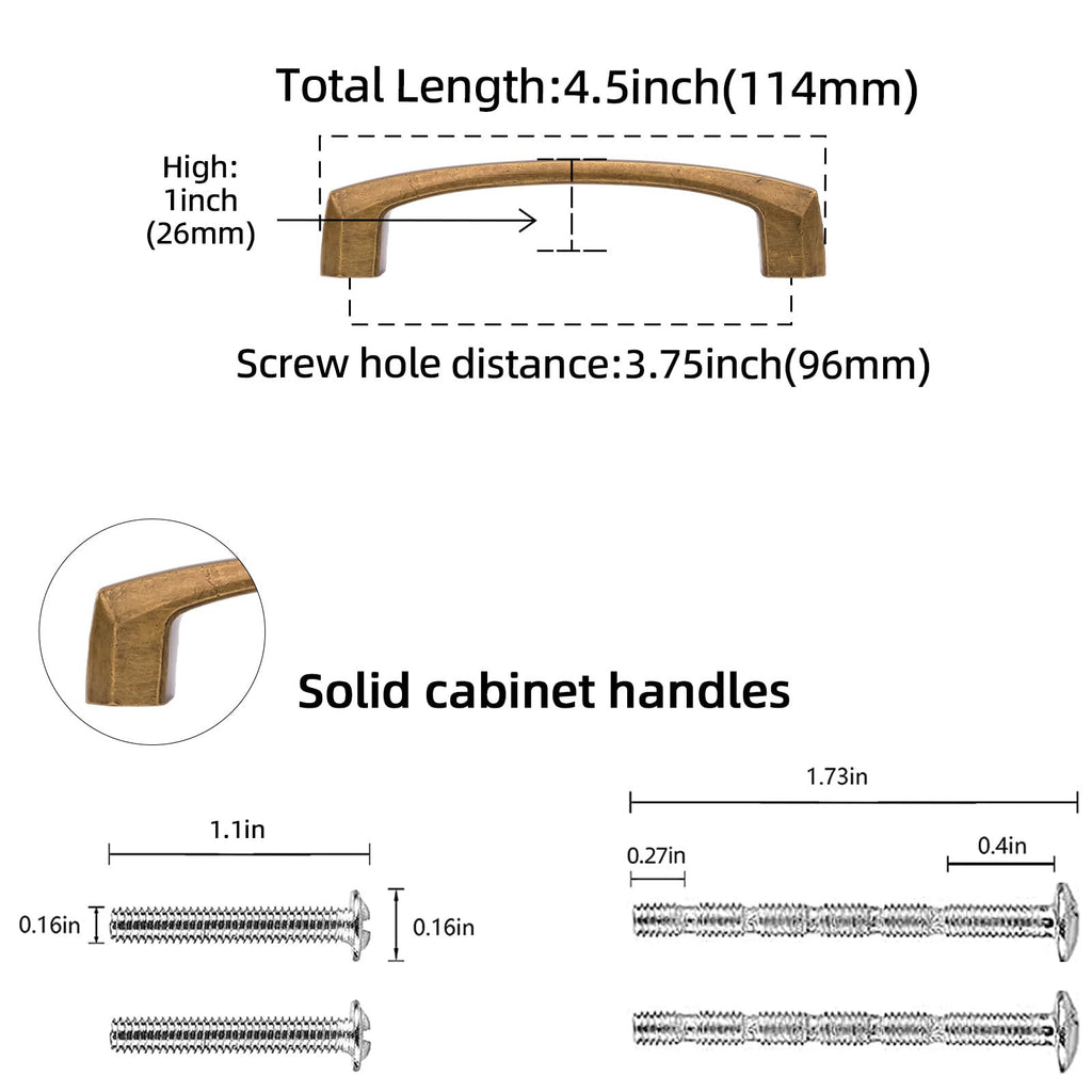 10 Pack 3.75 Inch Antique Brass Kitchen Cabinet Handles