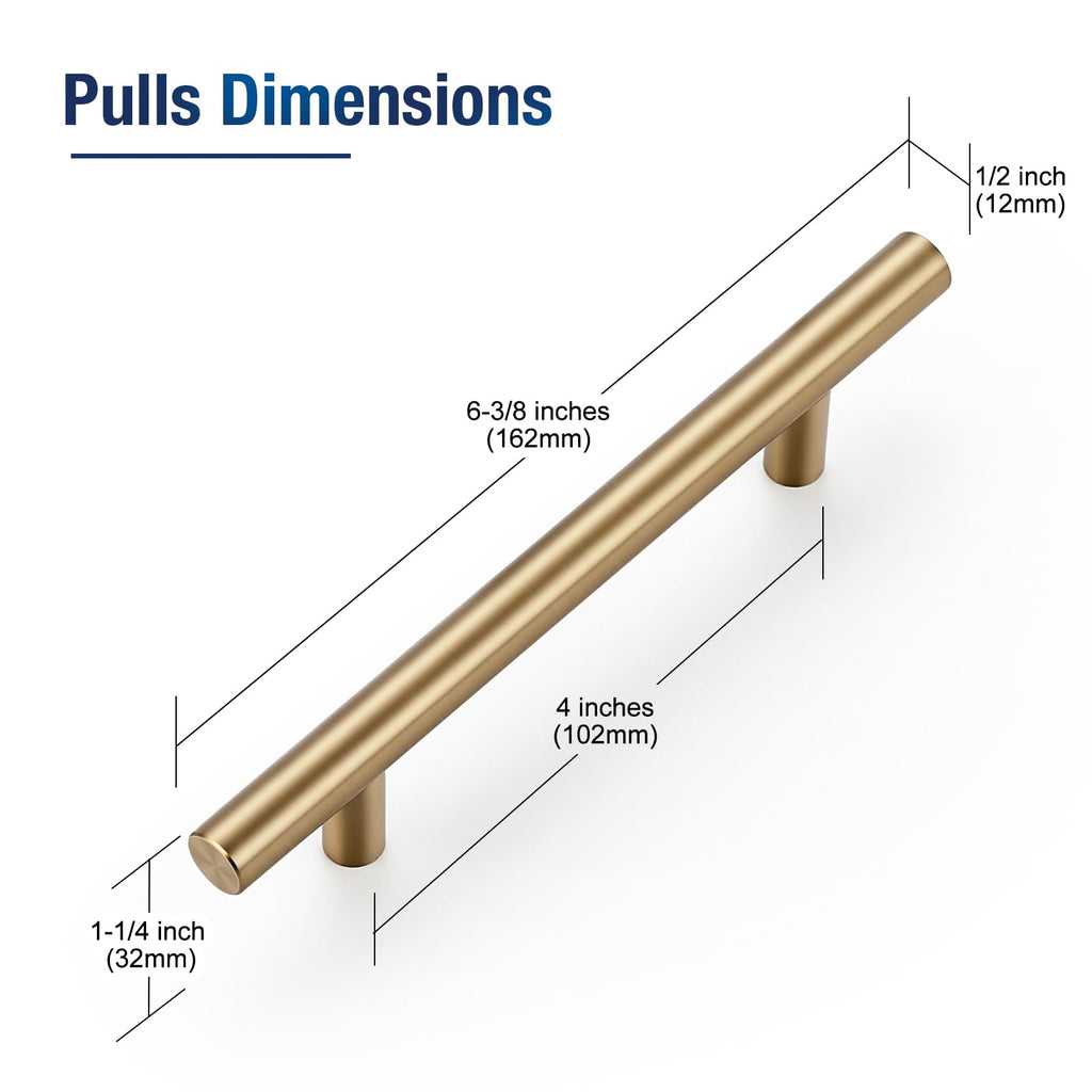 Champagne Bronze Cabinet Pulls Drawer Pulls, 4 Inch CC, 10 Pack