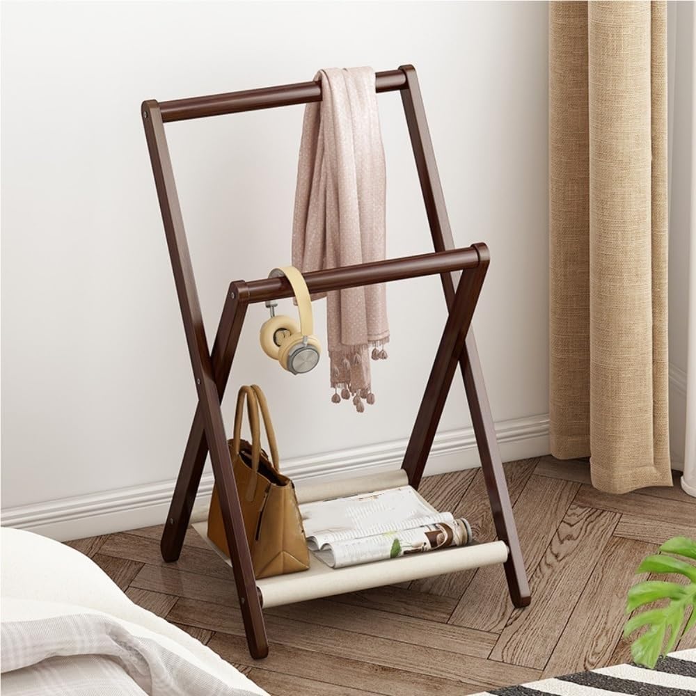 Coat Rack, Wooden Towel Rack, Folding Clothes Hanger, Floor-standing Clothes Stand, Clothing Organizer