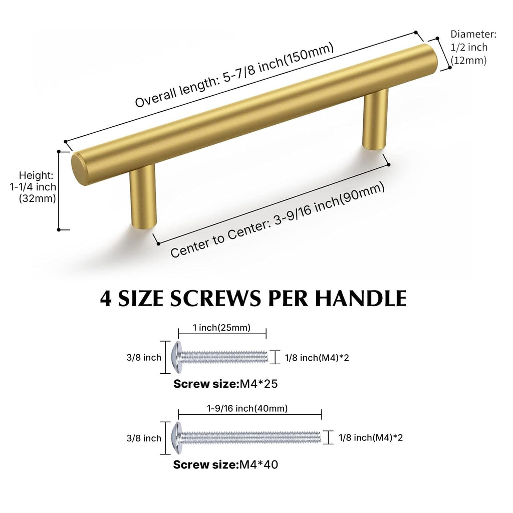 40 Pack 3-1/2in Gold Cabinet Handles Cabinet Handles