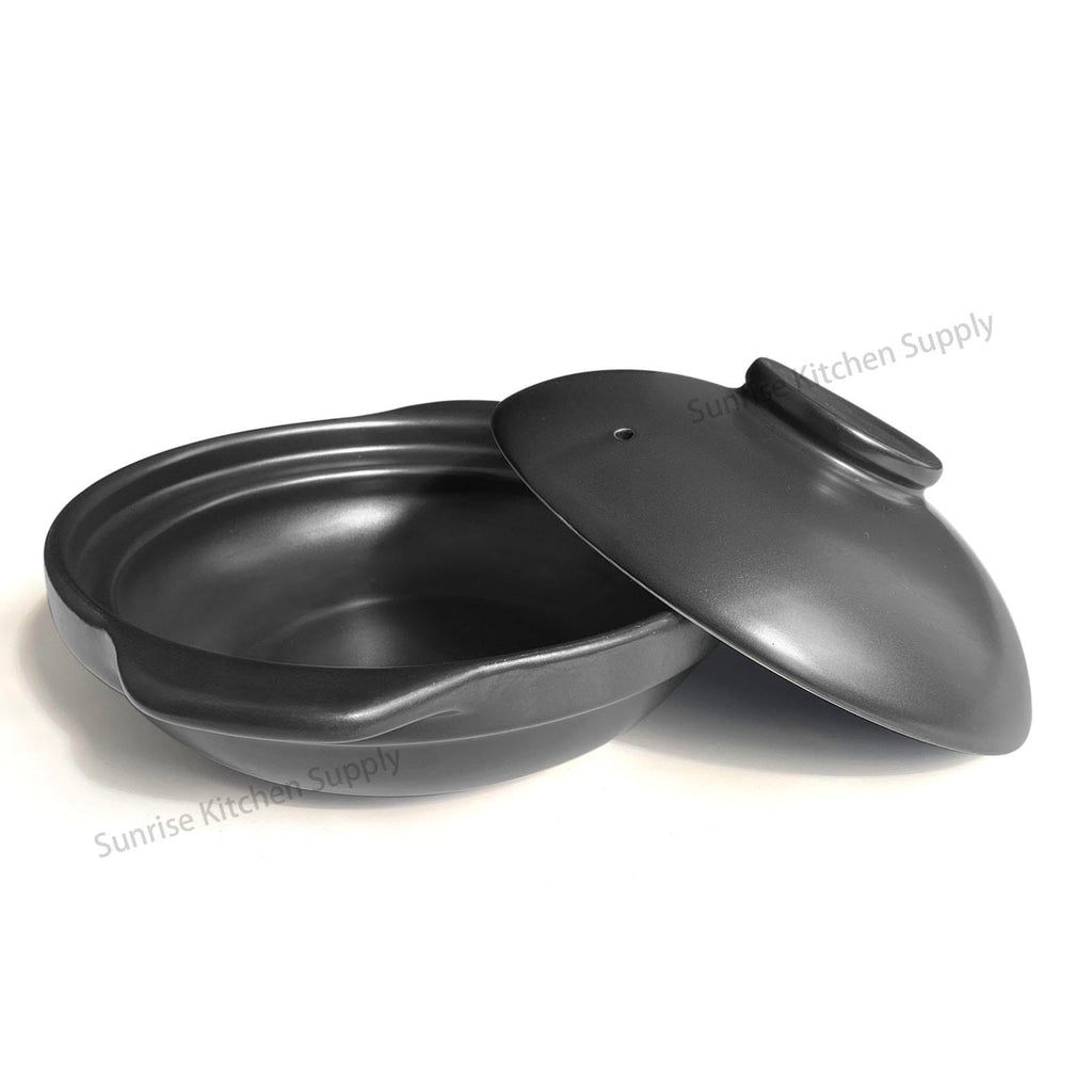 Black Casserole Clay Pot (36, Ounces)