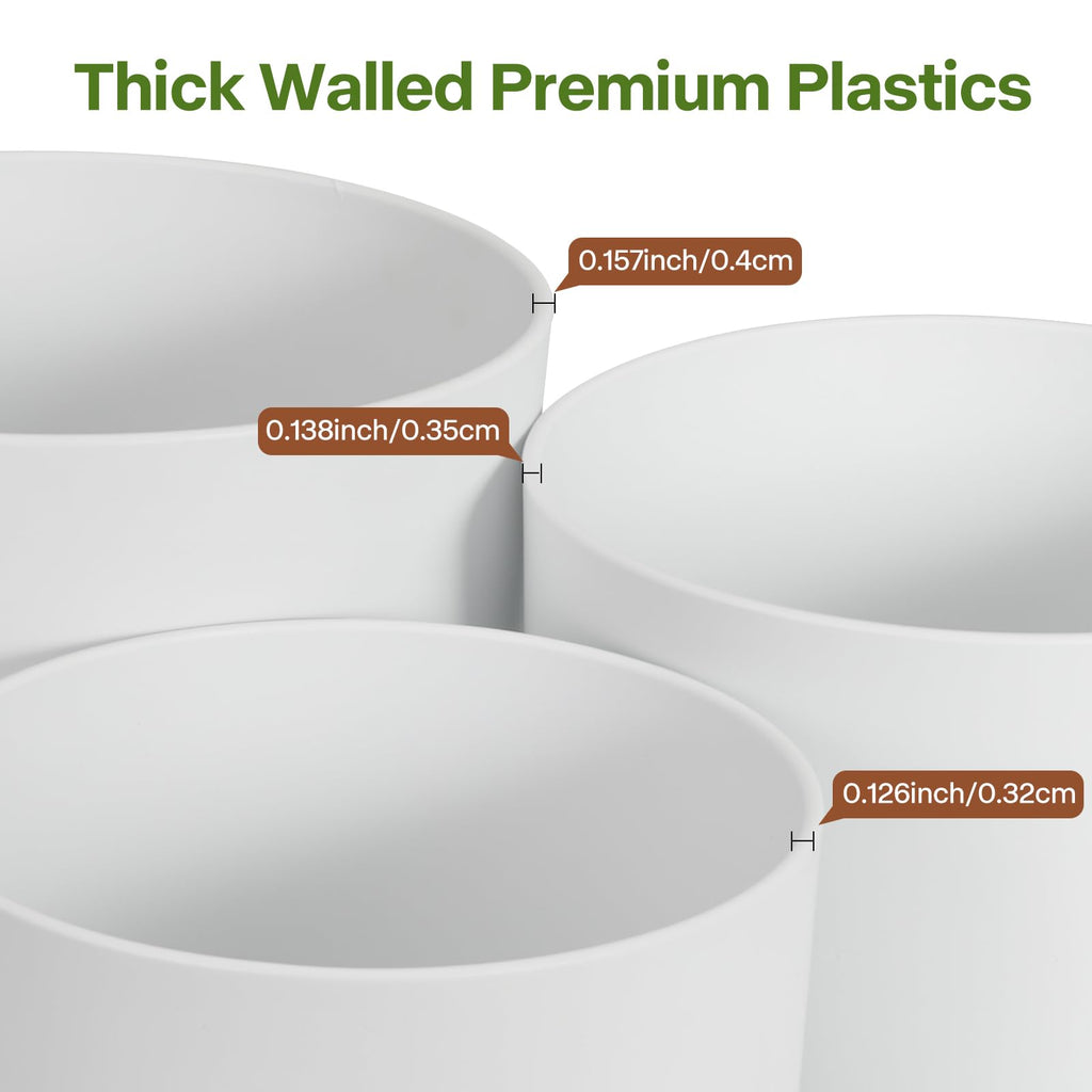3 Pack Cylinder Planter Set 10/9/8 Inch White Indoor Plant Pots