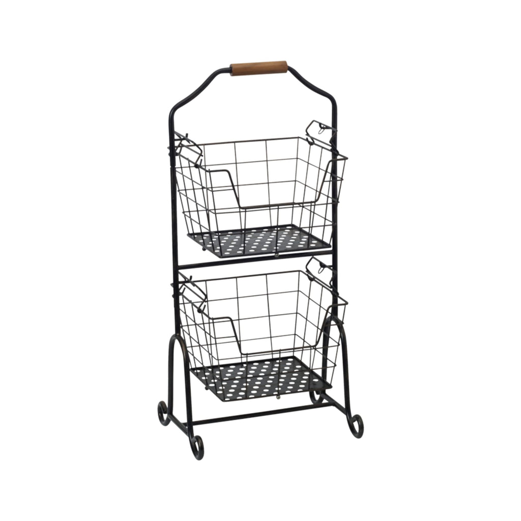 Mikasa Gourmet Basics 4-Tier Market Basket Wire and Acacia Handle Black