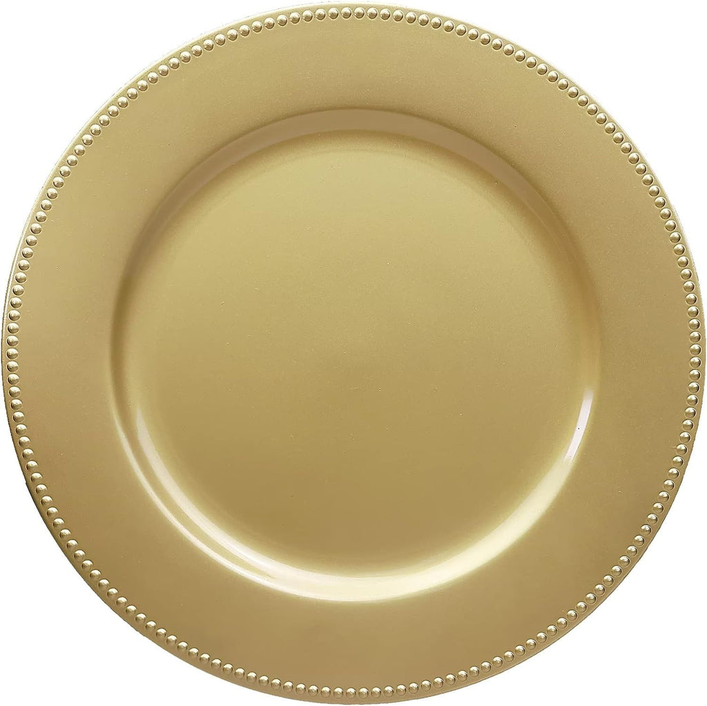 Gold Plastic Charger Plates - Set of 12