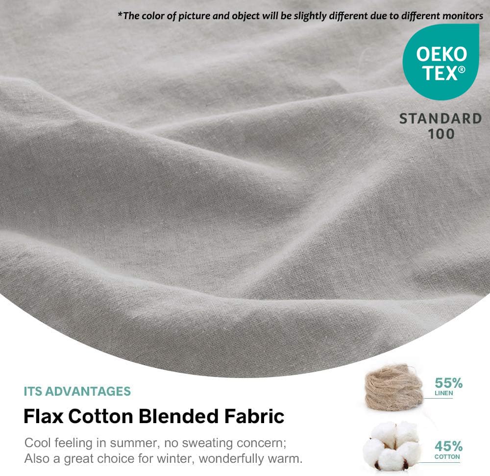 Belgian Linen Sheet Set Solid Color - 3 Pieces (1 Flat Sheet, 1 Fitted Sheet & 1 Pillowcase) Natural Flax Cotton