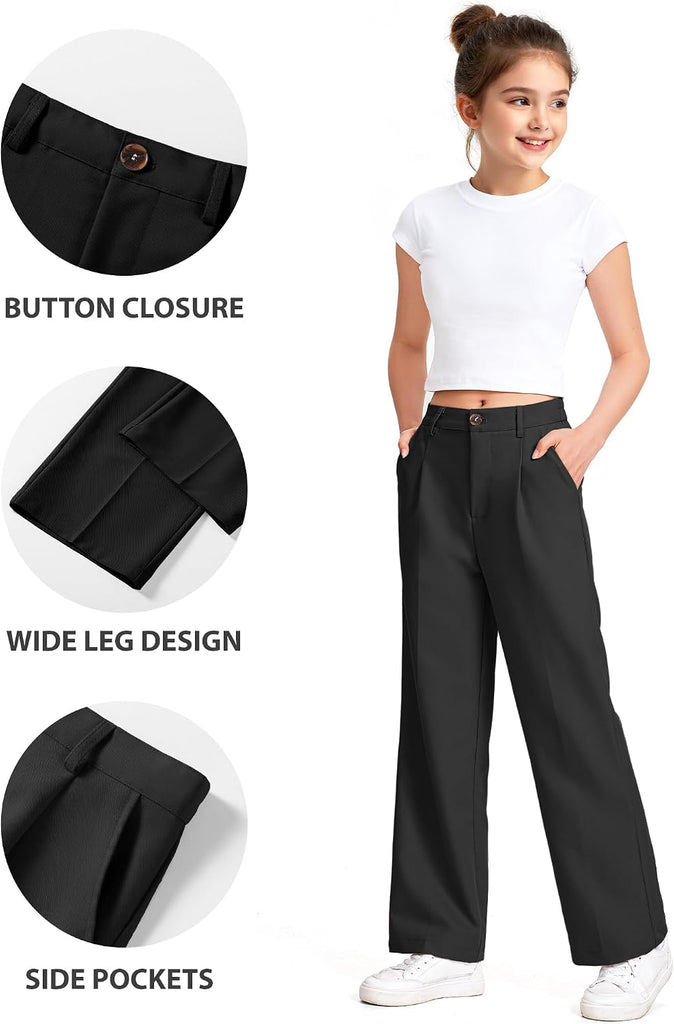Girls Dress Pants Wide Leg Uniform Pants for Girls Preppy Clothes